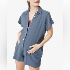 HATCH S Lenora grey double gauze lightweight cool comfort short overall romper